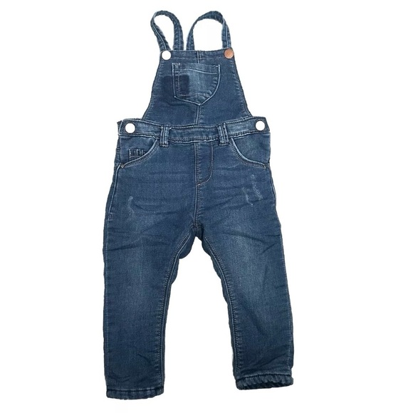 Zara Baby Girl Fleece Lined Overalls Size 2/3 2T 3T - Picture 1 of 7